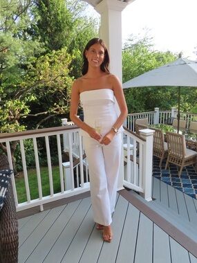 Aritzia Strapless White Jumpsuit Set